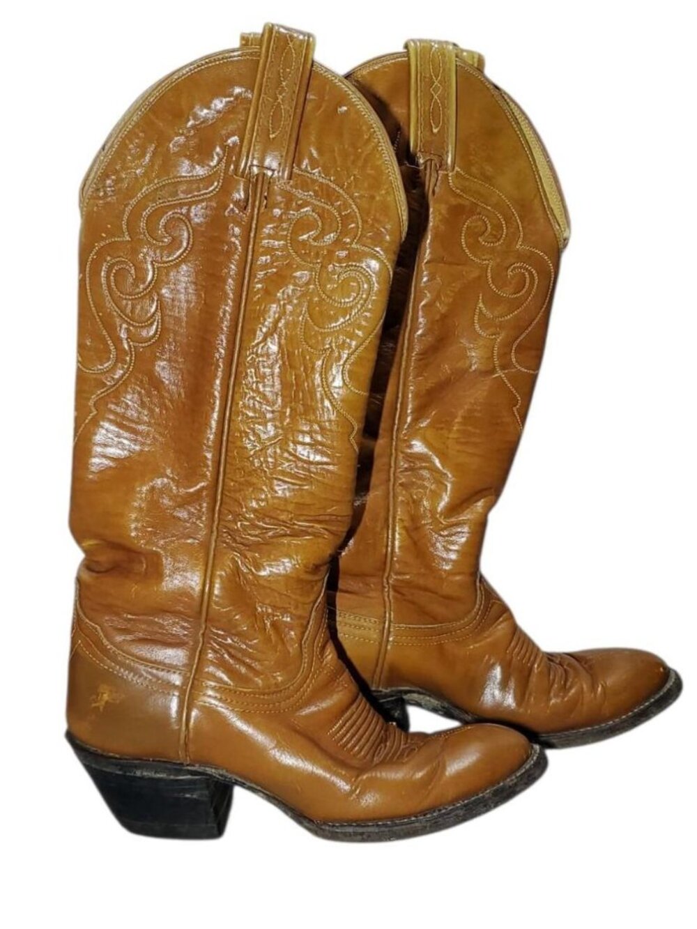 Tony Lama vintage brown leather cowboy boots